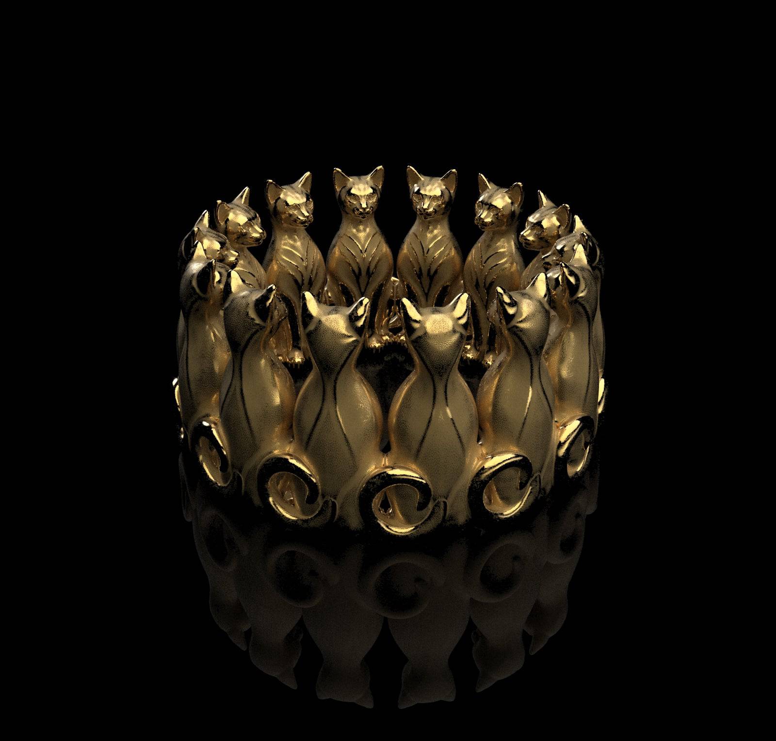 Circle of Trust cats ring - yellow gold - GROMOV