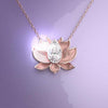Lotus-shaped necklace with a diamond on chain