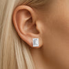Natural Emerald Cut Diamond Stud Earrings - GROMOV