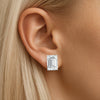Natural Emerald Cut Diamond Stud Earrings - GROMOV