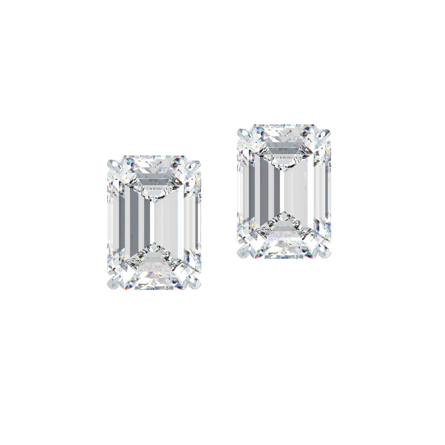Natural Emerald Cut Diamond Stud Earrings - GROMOV