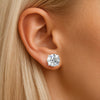 Natural round single diamond stud earring in 18K palladium white gold - 3 carat