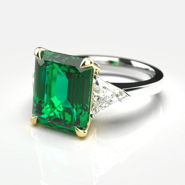 Natural Emerald With Diamonds in Platinum
