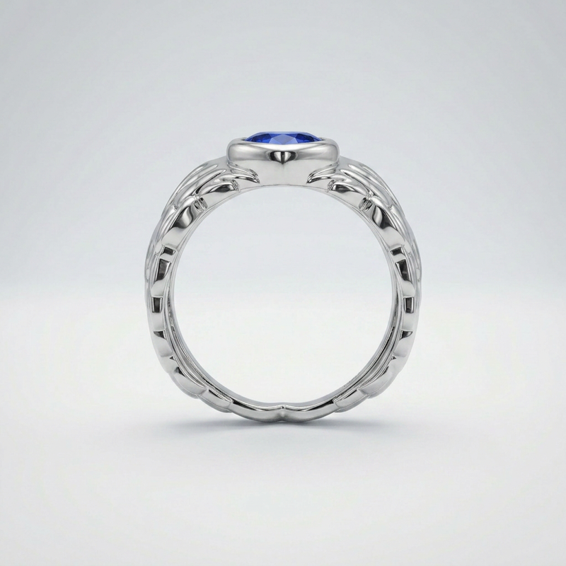 Sapphire Wings Ring - GROMOV, view 2 - 18k white gold with blue sapphire