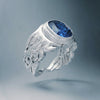Big Sapphire and Wings Ring - GROMOV, view 2 - 18k white gold with large oval blue sapphire