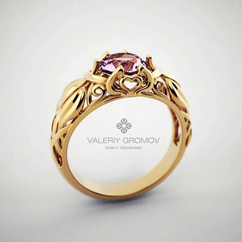 Elven Ring Gemstone side view | GROMOV Jewelry