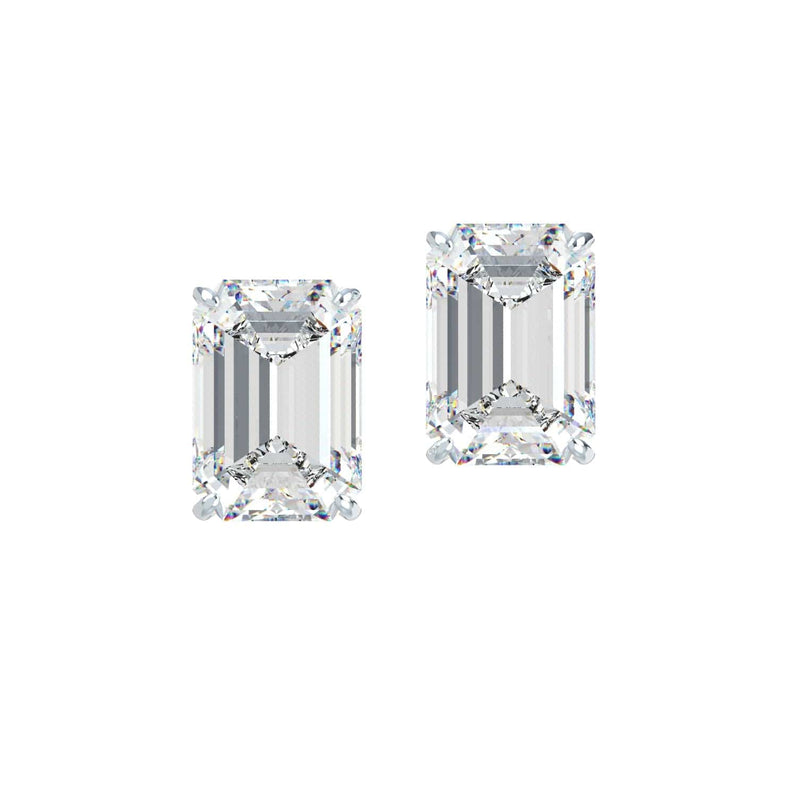 Natural Emerald Cut Diamond Stud Earrings - GROMOV