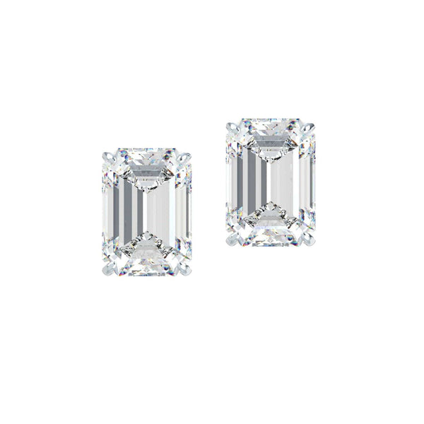 Natural Emerald Cut Diamond Stud Earrings - GROMOV