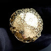 Big Yellow 18k Gold Laces Ring, cocktail ring featuring intricate openwork filigree, inspired by couture lace and modern bridal jewelry trends