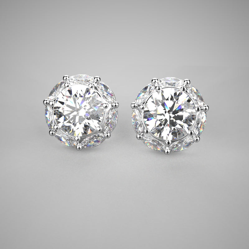 Rondo Diamond Stud Earrings | GROMOV Jewelry