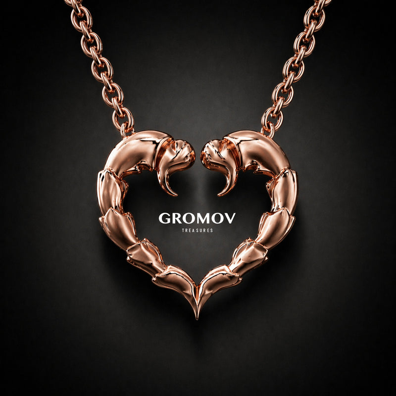 Heart Scorpio Pendant in 18K Rose Gold on chain | GROMOV