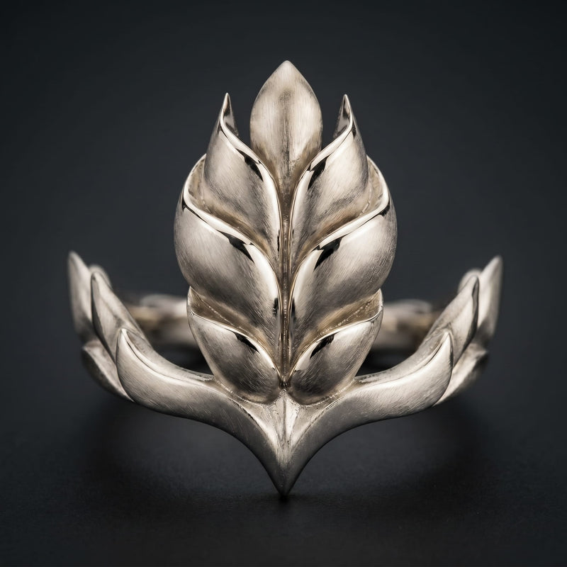 Wheat Ring in White Gold - Botanical Ring by GROMOV