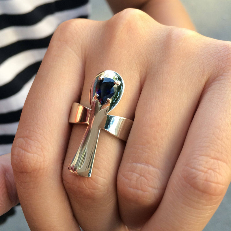 Ankh Gold Ring side view | GROMOV Jewelry