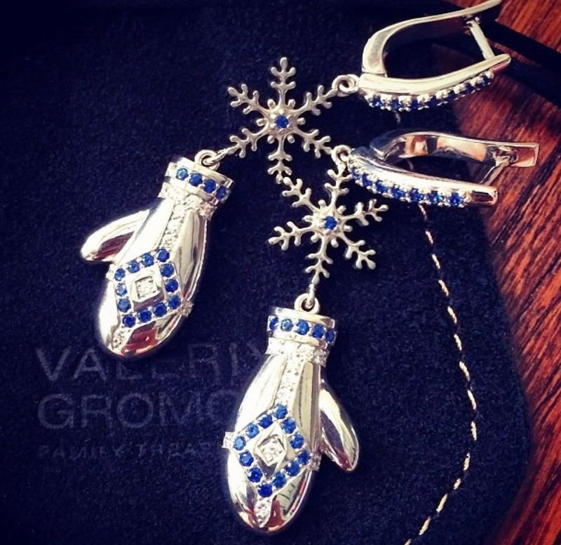 Winter Gloves Earrings Long | GROMOV Jewelry